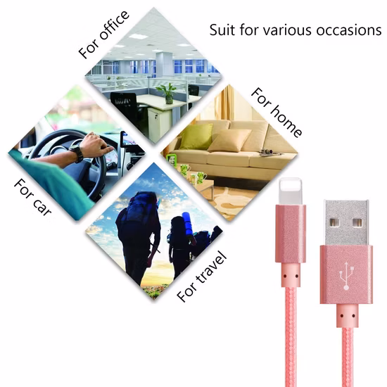2.4A 卸売ナイロン編組 USB データ同期充電器モバイル アクセサリー